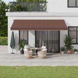 Auvent r&eacute;tractable automatique avec LED marron 500x350 cm