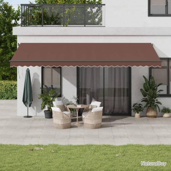 Auvent manuel r�tractable avec LED marron 600x350 cm