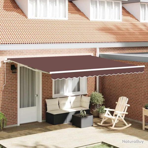 Auvent manuel r�tractable marron, pour la terrasse, 400 � 300 cm