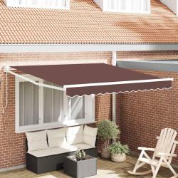 Auvent manuel, 100 % polyester, marron, pour la terrasse, 3 &times; 2,5 m