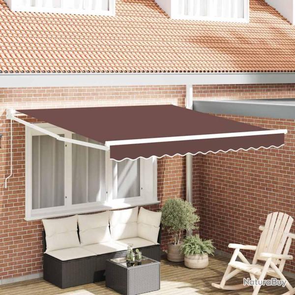 Auvent manuel, 100 % polyester, marron, pour la terrasse, 3 � 2,5 m