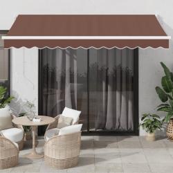 Auvent manuel en polyester 100 %, marron, pour la terrasse, 3,5 &times; 2,5 m