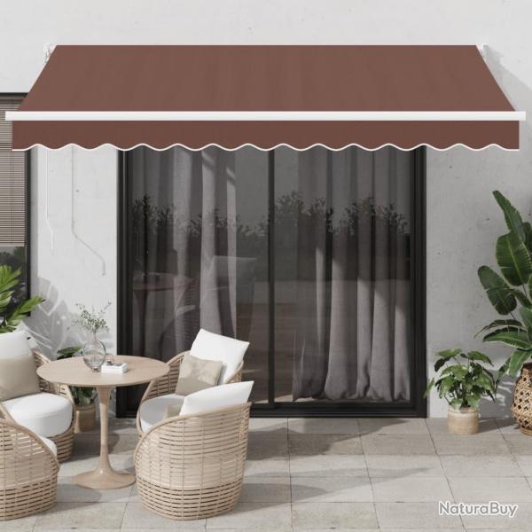 Auvent manuel en polyester 100 %, marron, pour la terrasse, 3,5 � 2,5 m