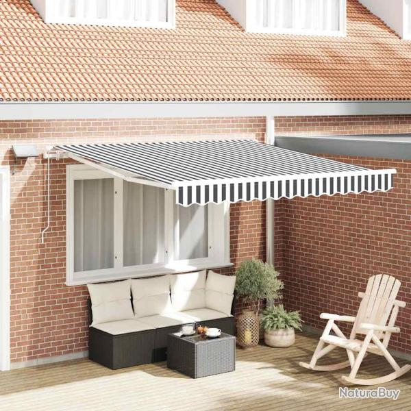 Auvent manuel r�tractable avec LED anthracite blanc 300x250 cm