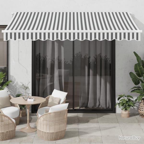 Auvent manuel r�tractable avec LED anthracite blanc 350x250 cm