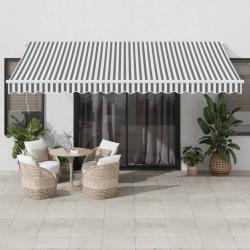 Auvent manuel r&eacute;tractable avec LED, anthracite et blanc, pour la terrasse, 450 &times; 350 cm