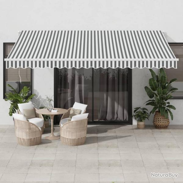 Auvent manuel r�tractable avec LED, anthracite et blanc, pour la terrasse, 450 � 350 cm