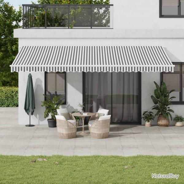 Auvent manuel r�tractable avec LED anthracite blanc 600x350 cm