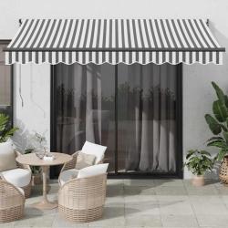 Auvent r&eacute;tractable en tissu et aluminium, anthracite et blanc, pour la terrasse, 3,5 &times; 2,5 m