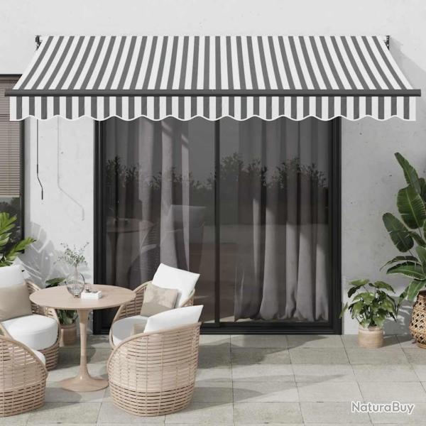 Auvent r�tractable en tissu et aluminium, anthracite et blanc, pour la terrasse, 3,5 � 2,5 m