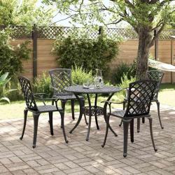 Ensemble &agrave; manger 5 pi&egrave;ces, noir, en aluminium coul&eacute;, pour la terrasse