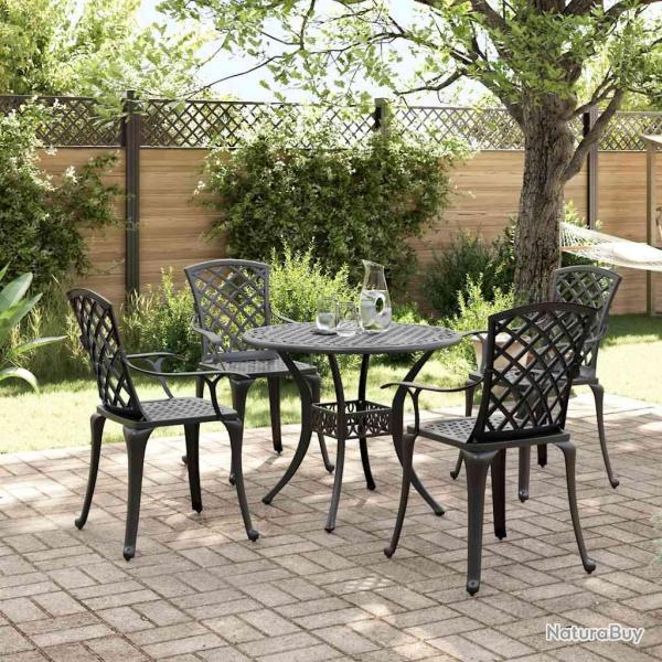 Ensemble � manger 5 pi�ces, noir, en aluminium coul�, pour la terrasse