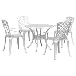 Ensemble &agrave; manger de 5 pcs blanc aluminium coul&eacute;