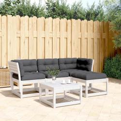 Salon de 4 pcs avec coussins blanc bois de pin massif