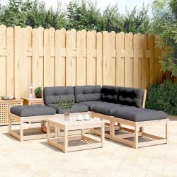 Salon de 5 pcs avec coussins bois de pin massif