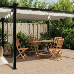 Tonnelle de avec toit r&eacute;tractable cr&egrave;me 3x6 m aluminium