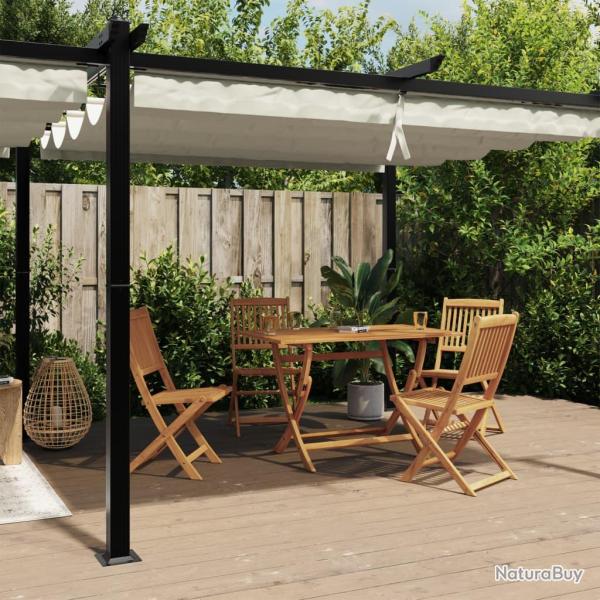 Tonnelle de avec toit r�tractable cr�me 3x6 m aluminium