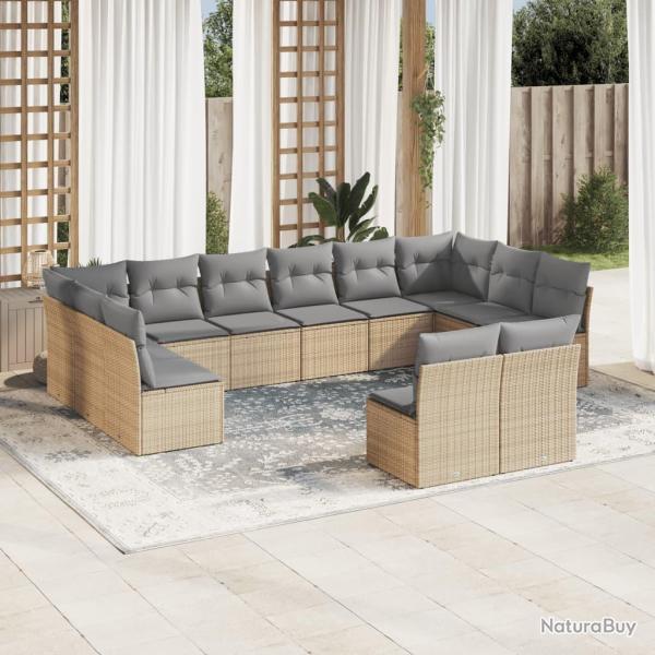 Salon de avec coussins 12 pcs beige r�sine tress�e