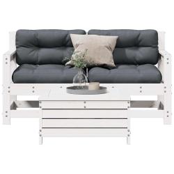 Salon de 3 pcs avec coussins blanc bois de pin massif