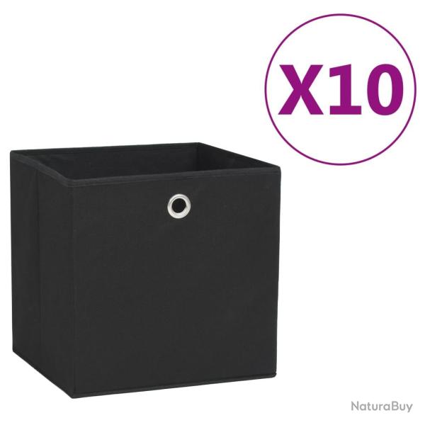 Bo�tes de rangement 10 pcs Tissu intiss� 28x28x28 cm Noir