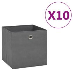 Bo&icirc;tes de rangement 10 pcs Tissu intiss&eacute; 28x28x28 cm Gris