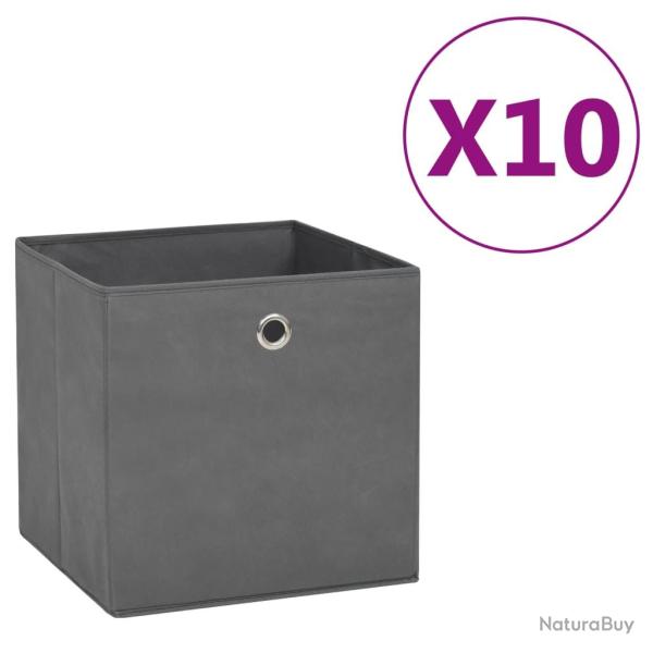 Bo�tes de rangement 10 pcs Tissu intiss� 28x28x28 cm Gris