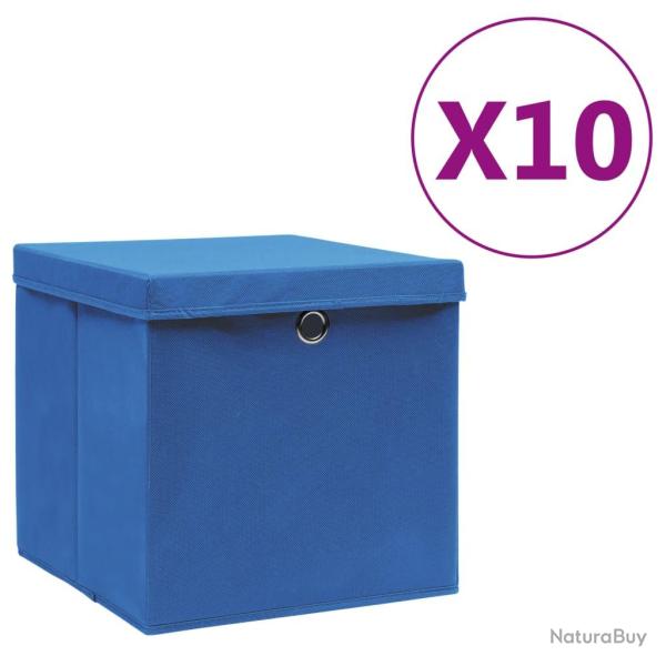 Bo�tes de rangement avec couvercles 10 pcs 28x28x28 cm Bleu