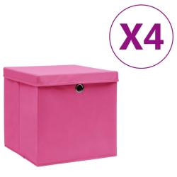 Bo&icirc;tes de rangement avec couvercles 4 pcs 28x28x28 cm Rose