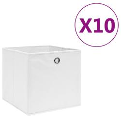Bo&icirc;tes de rangement 10 pcs Tissu intiss&eacute; 28x28x28 cm Blanc