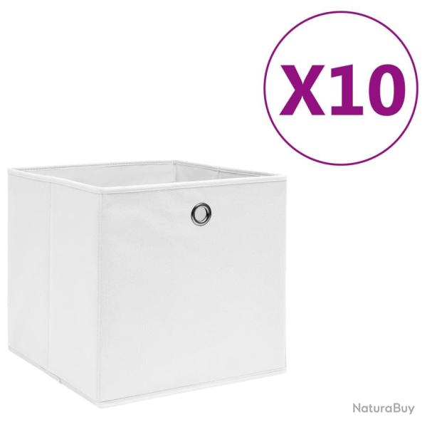 Bo�tes de rangement 10 pcs Tissu intiss� 28x28x28 cm Blanc