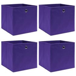 Bo&icirc;tes de rangement 4 pcs Tissu intiss&eacute; 28x28x28 cm Violet