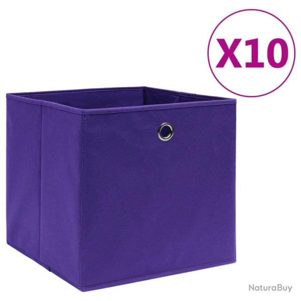 Bo�tes de rangement 10 pcs Tissu intiss� 28x28x28 cm Violet