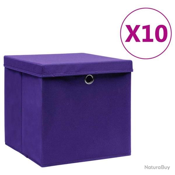Bo�tes de rangement avec couvercles 10 pcs 28x28x28 cm Violet