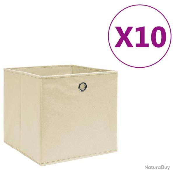 Bo�tes de rangement 10 pcs Tissu intiss� 28x28x28 cm Cr�me
