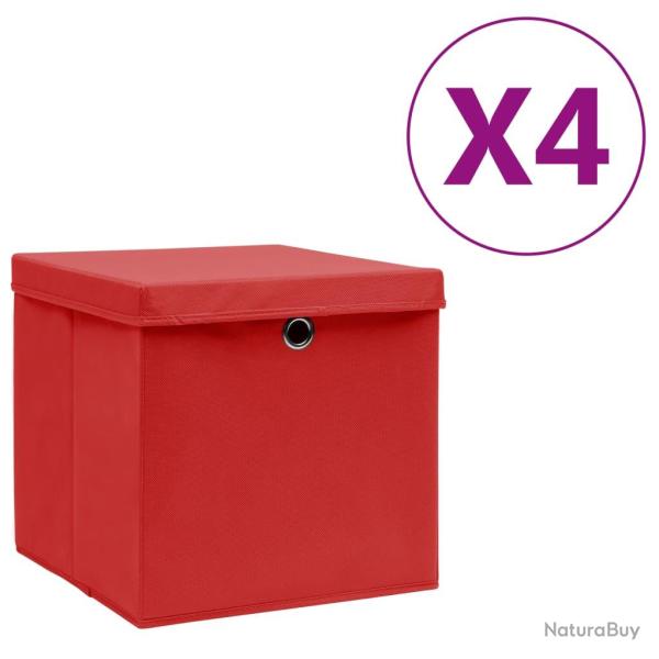 Bo�tes de rangement avec couvercles 4 pcs 28x28x28 cm Rouge