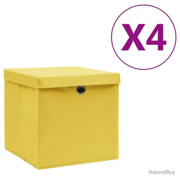 Bo�tes de rangement avec couvercles 4 pcs 28x28x28 cm Jaune