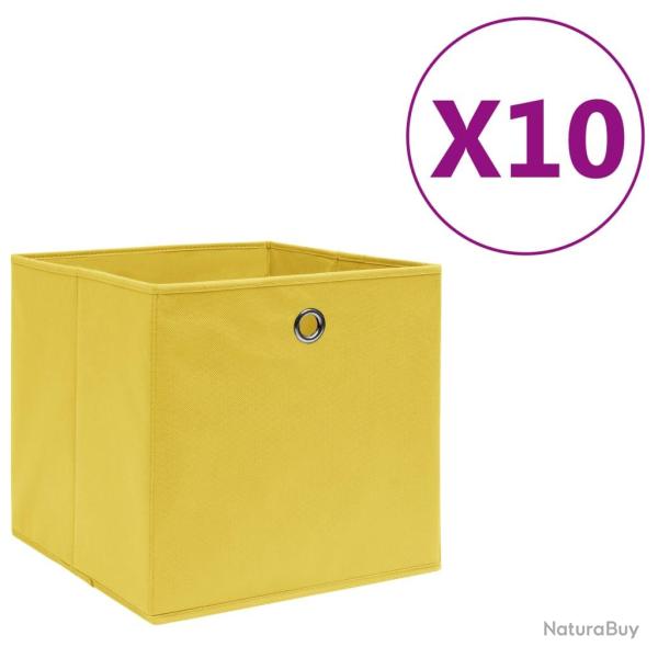 Bo�tes de rangement 10 pcs Tissu intiss� 28x28x28 cm Jaune