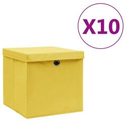 Bo&icirc;tes de rangement avec couvercles 10 pcs 28x28x28 cm Jaune