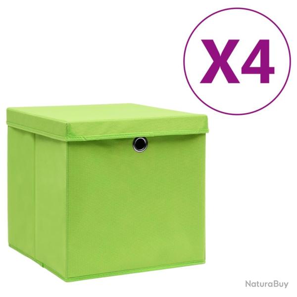 Bo�tes de rangement avec couvercles 4 pcs 28x28x28 cm Vert