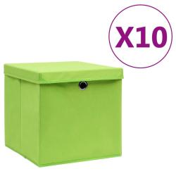 Bo&icirc;tes de rangement avec couvercles 10 pcs 28x28x28 cm Vert