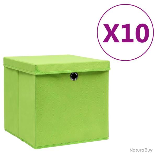 Bo�tes de rangement avec couvercles 10 pcs 28x28x28 cm Vert