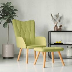 Chaise de relaxation avec tabouret Vert Tissu