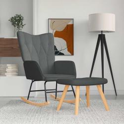 Chaise &agrave; bascule avec repose-pied Gris fonc&eacute; Tissu
