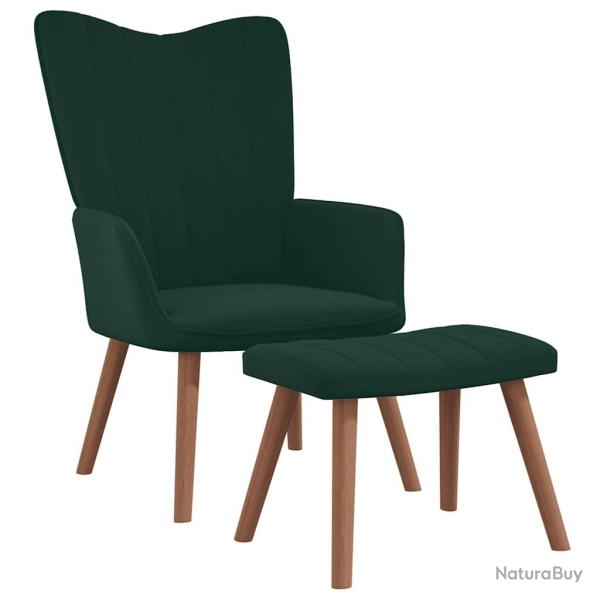 Chaise de relaxation avec repose-pied Vert fonc� Velours