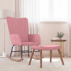 Chaise &agrave; bascule avec repose-pied Rose Velours