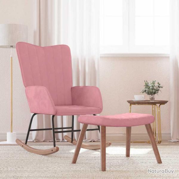 Chaise � bascule avec repose-pied Rose Velours