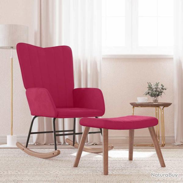 Chaise � bascule avec repose-pied Rouge bordeaux Velours