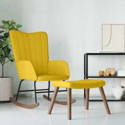 Chaise &agrave; bascule avec repose-pied Jaune moutarde Velours