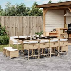 Ensemble &agrave; manger de et coussins 13 pcs beige