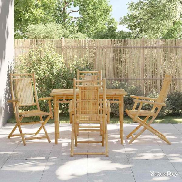 Chaises pliables de lot de 4 53x66x99 cm bambou